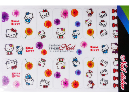 Nálepky na nechty veľké - kvety, Hello Kitty