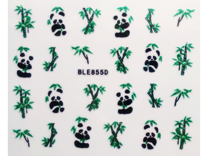 Nálepky na nechty trblietavé - panda