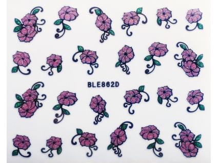 Nálepky na nechty trblietavé kvety