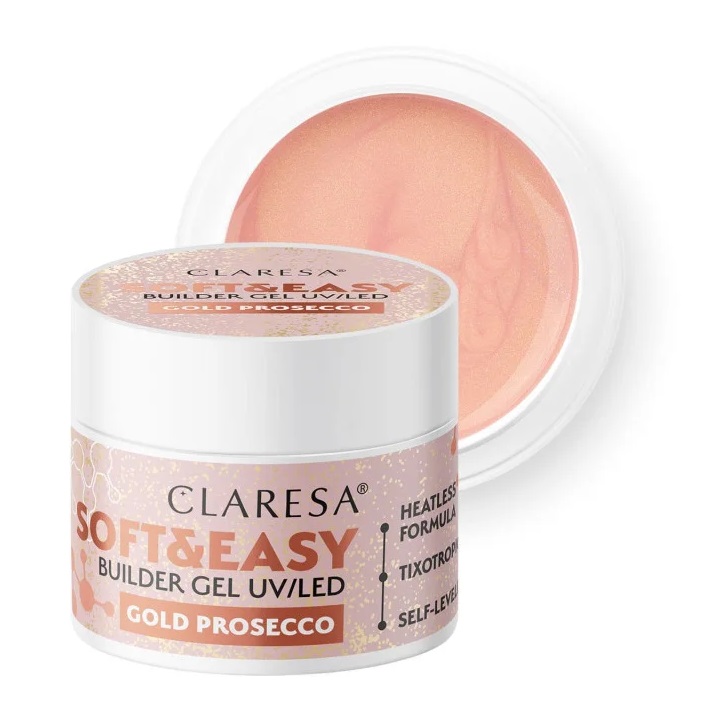 CLARESA SOFT & EASY stavebný gél - GOLD PROSECCO 45g