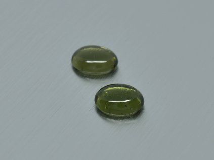 Moldavite naturelle ovale 6.9x8.9 mm cabochon paire