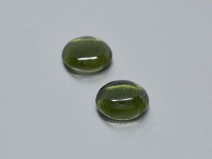 Moldavite naturelle ovale 9.2x11.1 mm cabochon paire