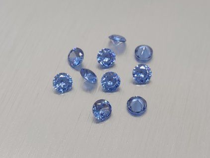Verre synthétique rond  4 mm couleur bleu facetté