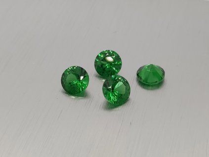 Verre synthétique rond  4-6 mm couleur vert facetté