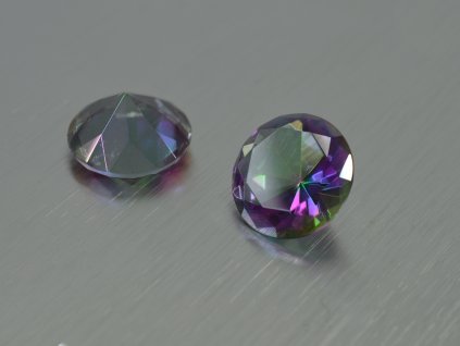 Sklo syntetické kulaté  15 mm barva mystický topaz fasetovaný