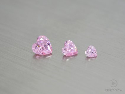 Kubischer Zirkon herz farbe rosa, verschiedene Größen