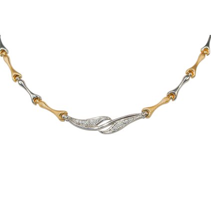 Náhrdelník z bieleho a žltého zlata so zirkónmi Exclusive