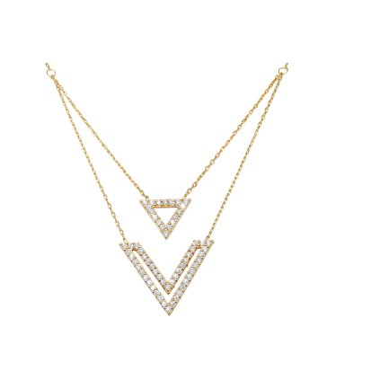 Zlatý náhrdelník dvojitý so zirkónmi