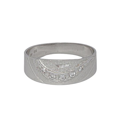 Prsteň z bieleho zlata so zirkónmi obrúčka