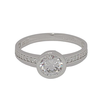 Prsteň z bieleho zlata so zirkónmi