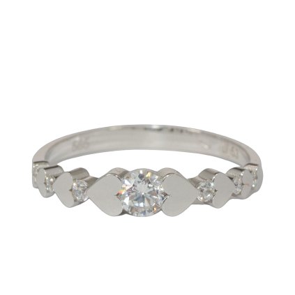Prsteň z bieleho zlata so zirkónmi Romance