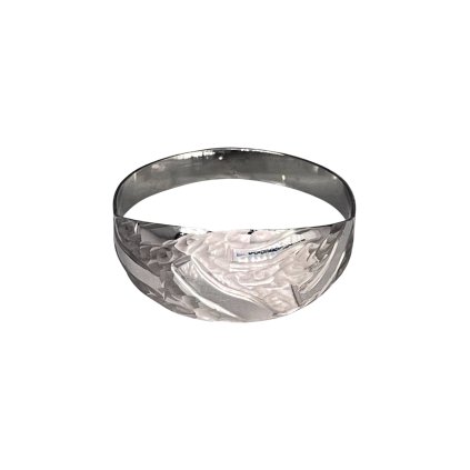 Dámsky prsteň z bieleho zlata s gravírom