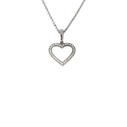 Prívesok z bieleho zlata Srdiečko so zirkónmi