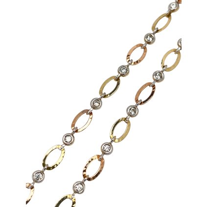 Zlatý dámsky náhrdelník trojfarebný so zirkónmi