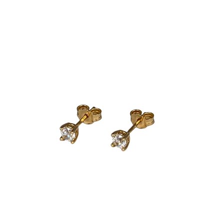 Zlaté náušnice napichovacie s okrúhlym zirkónom Ø 4mm