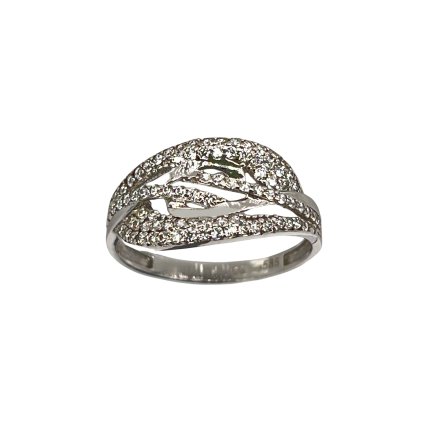 Prsteň z bieleho zlata so zirkónmi