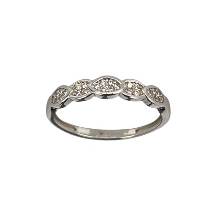 Obručový prsteň z bieleho zlata so zirkónmi