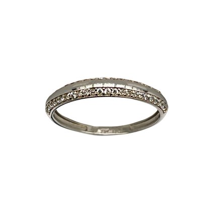 Obručový prsteň z bieleho zlata so zirkónmi