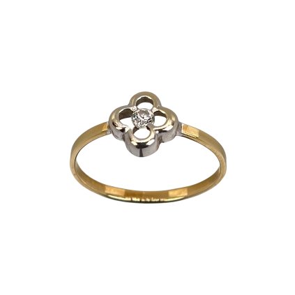 Zlatý prsteň dvojfarebný so zirkónom