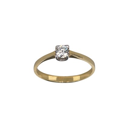 Zlatý prsteň z kombinovaného zlata so zirkónom