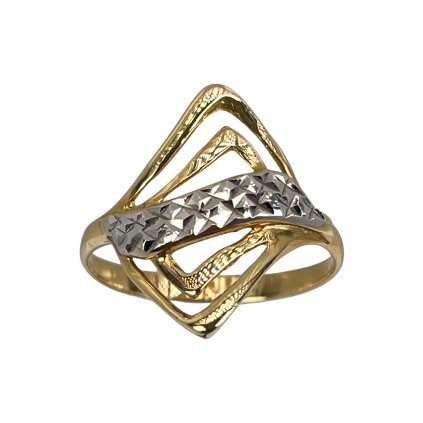 Zlatý dvojfarebný prsteň s gravírovaním