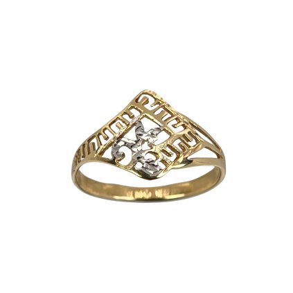 Zlatý dvojfarebný prsteň so vzorom a gravírovaním