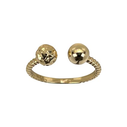 Zlatý prsteň zo žltého zlata s guľôčkami