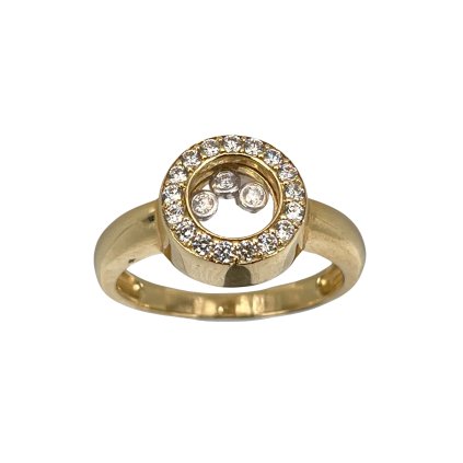 Zlatý prsteň s pohyblivými zirkónmi Dance