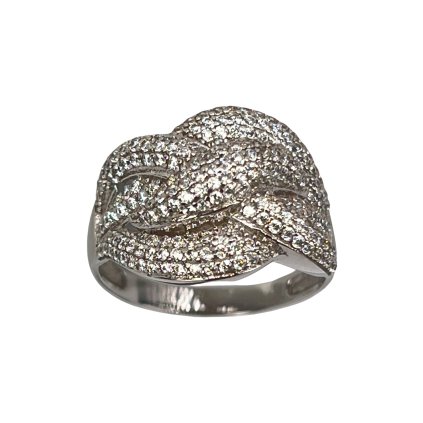 Zlatý prsteň z bieleho zlata so zirkónmi