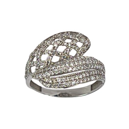 Zlatý prsteň z bieleho zlata so zirkónmi