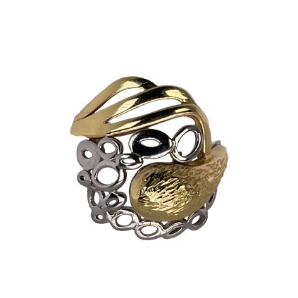 Zlatý prsteň z kombinovaného zlata s gravírovaním