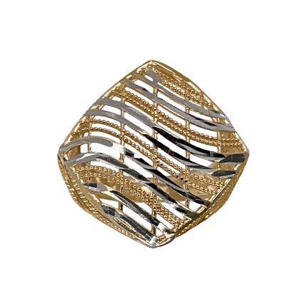 Zlatý dvojfarebný prsteň s lesklými iniami Amina