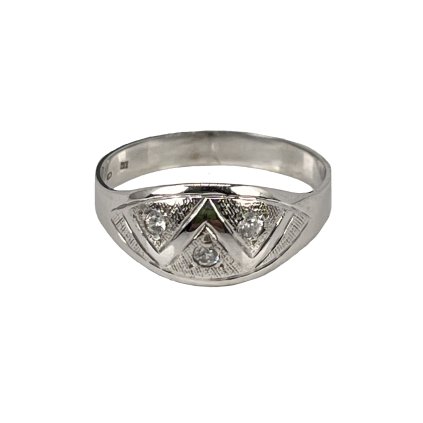 Zlatý prsteň z bieleho zlata so zirkónmi