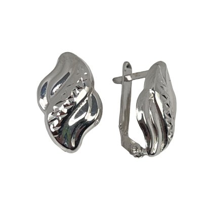 Zlaté náušnice lesklé z bieleho zlata s gravírovaním