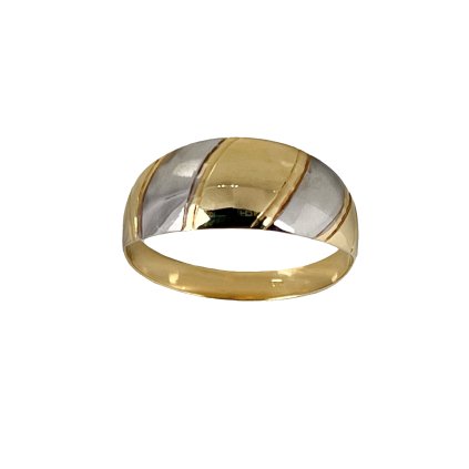 Prsteň zo žltého zlata s linkami z bieleho zlata