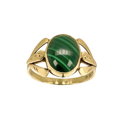 Zlatý prsteň so zeleným kameňom malachit