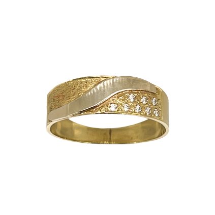 Prsteň s línou z bieleho zlata so zirkónmi