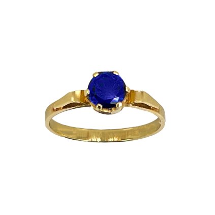 Zlatý prsteň zo žltého zlata s modrým zirkónom