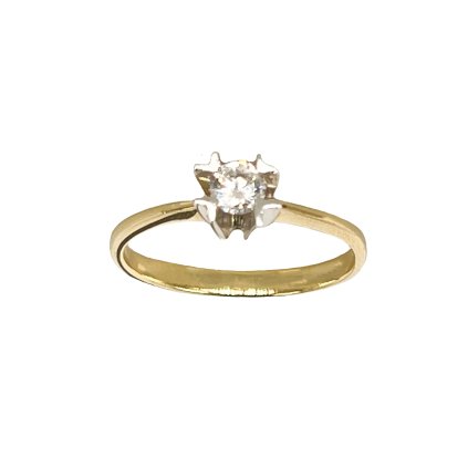 Elegantný jednoduchý prsteň zo žltého zlata so zirkónom