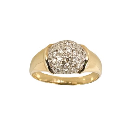 Zlatý prsteň dvojfarebný so zirkónmi