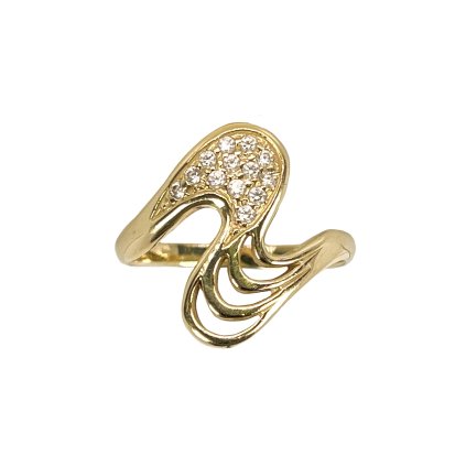 Zlatý prsteň so zirkónmi a lesklými líniami Salem