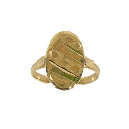 Prsteň zo žltého zlata gravírovaný s matovaním