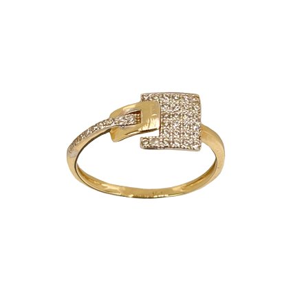 Prsteň zo žltého zlata so zirkónmi
