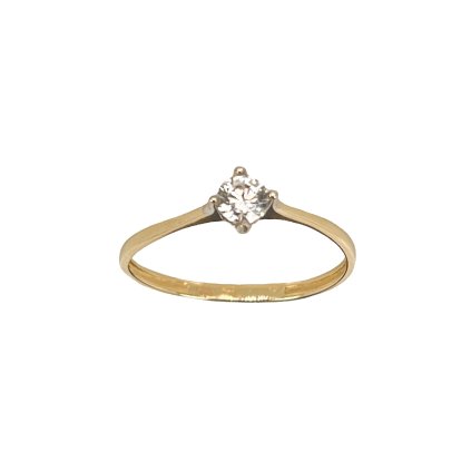 Prsteň lesklý zo žltého zlata so zirkónom