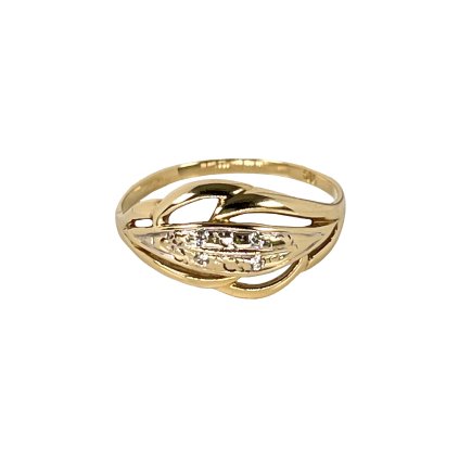 Zlatý lesklý prsteň so zirkónmi
