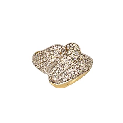 Lesklý prsteň zo žltého zlata so zirkónmi