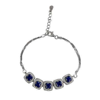 Strieborný náramok s tmavo modrými kryštálmi