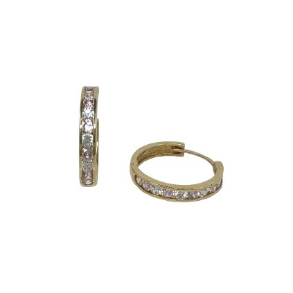 Zlaté detské náušnice kruhy so slabo ružovými zirkónmi Begonia