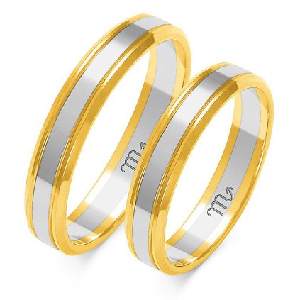 Viacfarebná zlatá obrúčka s plochým profilom A-206