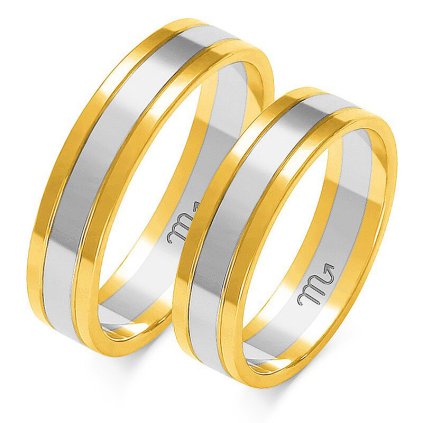 Dvojfarebná zlatá obrúčka s plochým profilom A-204